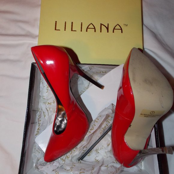 Liliana Nyssa-2 Red Pointed Toe High Heel Stiletto Pump Size 7 - Picture 2 of 5